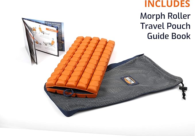 Brazyn Morph Foam Roller: Collapsible Travel Foam Roller for Back Pain Relief, Workout Muscle Recovery, Back Massager, Deep Tissue Leg Massage, Back Cracker (Sunset Orange, Deep Tissue)