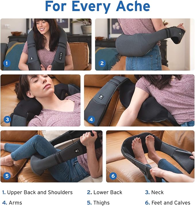 Etekcity FSA Eligible Cordless Neck Massager with Heat for Pain Relief Deep Tissue, FSA Wearables, Rechargeable Shiatsu Back Shoulder Massage Tool, Best Gift for Mother, Father, HSA Items