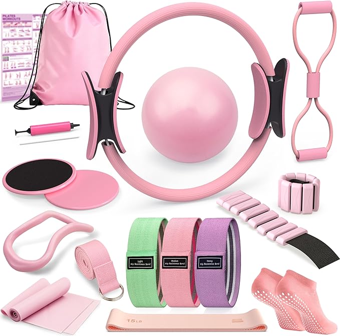 Pilates Kit for Home Workouts, Pilates Equipment Ring and Ball Set, Pilates Essentials Kit for Women, Home Pilates Workout Kit, Pilates Starter Kit for Women at Gym Studio Travel