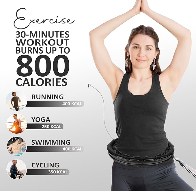 Experience Fitness Excellence with Our Infinity Hoop Plus Size – Weighted Hula Hoop for Weight Loss – Hula Hoop Exercise Ring with ABS and Quality Wheels – for All the Sizes and Levels (Black)