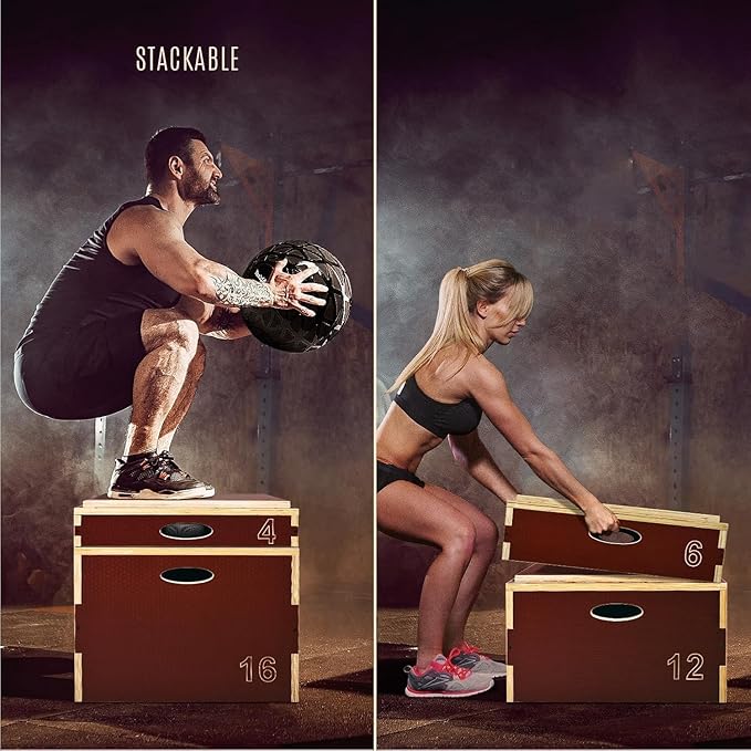 Yes4All 3 in 1 Wooden Plyo Box, Plyometric Box Platform for Jump Training, Jump Boxes for Home Gym Exercise and Outdoor Workout
