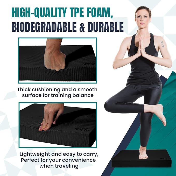 High-Density Balance Pad - Durable TPE Foam Balance Pad Physical Therapy, Foam Exercise Pad with Non-Slip Surface, Lightweight for Home & Gym Workouts, Core Strength & Balance Enhancement