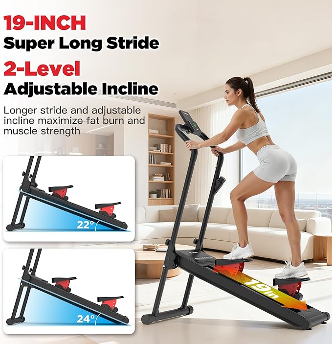 Magnetic Stair Stepper for Home,Vertical Climber Adjustable Resistance Up to 77LBS,Folding Compact Cardio Stair Climber with 350LBS Weight Capacity,19''Extended Stride