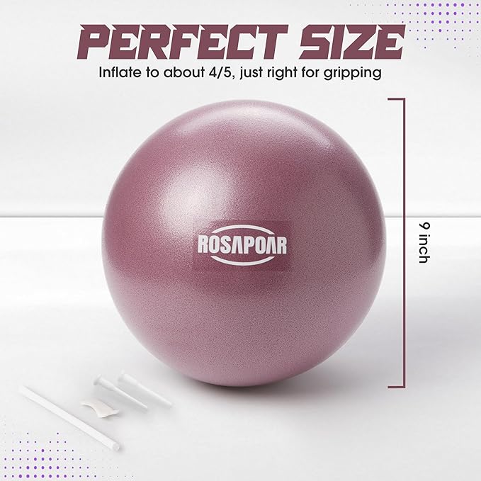 ROSAPOAR Small Exercise Ball - 9 Inch Mini Pilates Ball, Anti-Burst Yoga Ball for Stretching & Core Strength Workout, Physical Therapy & Yoga at Home Gym & Office