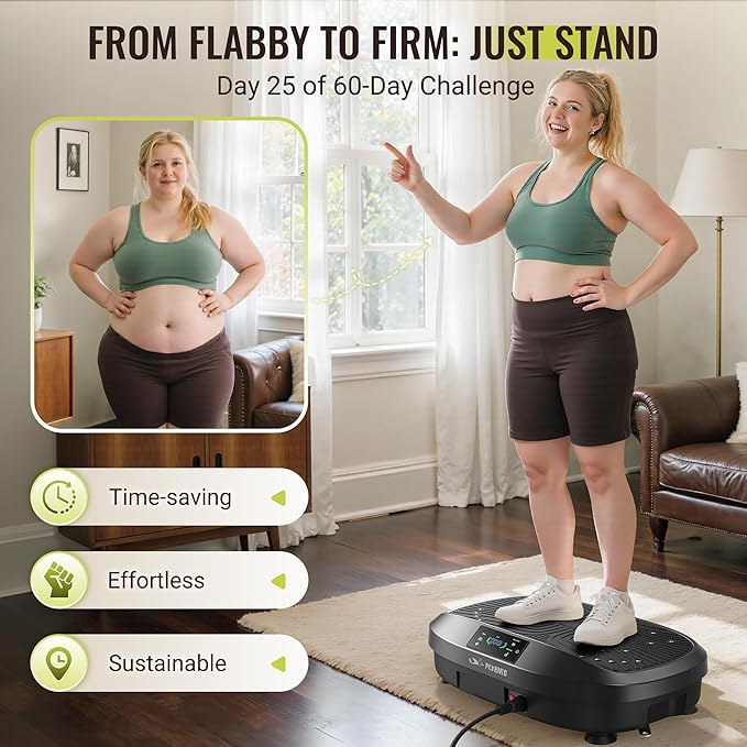 FLYBIRD Vibration Plate Exercise Machine, Adjustable Speed High Intensity Vibration for Muscle Toning Weight Loss Lymphatic Drainage, Full Body Workout Vibration Plate