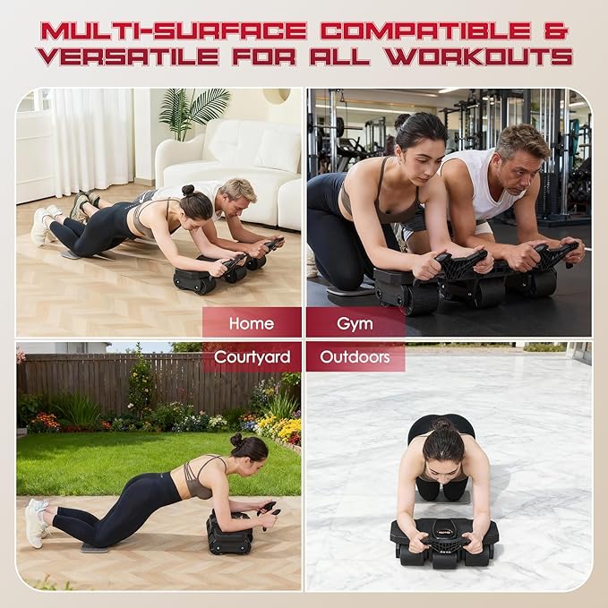 Ocdin Partner Ab Roller Wheel with Elbow Support- Two-Person Core Trainer, Stable Home Gym Equipment for Couples to Strengthen Core Muscles