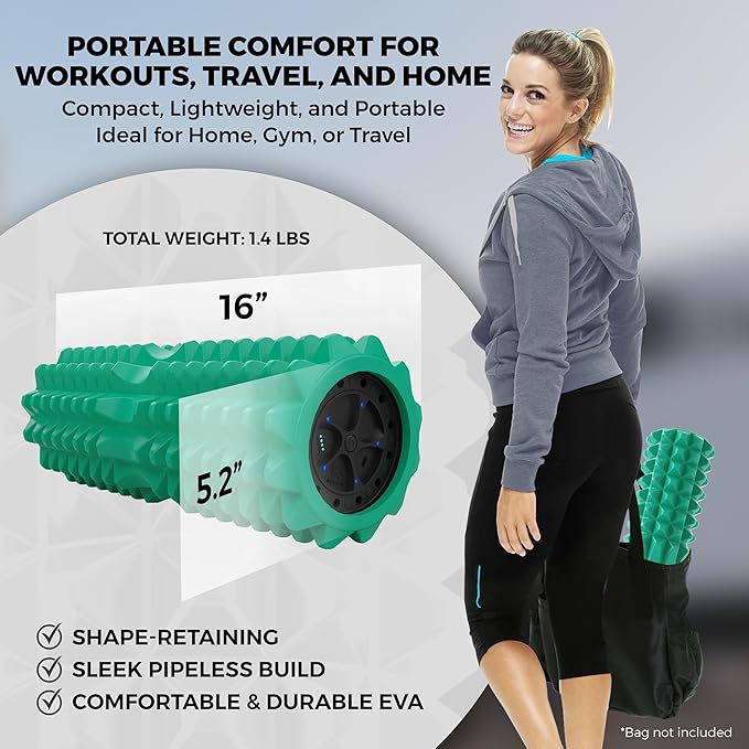 Nordic Lifting Vibrating Foam Roller w/ 5-Speed Vibration – High-Density EVA Foam for Deep Tissue Massage, Relaxation & Mobility Support