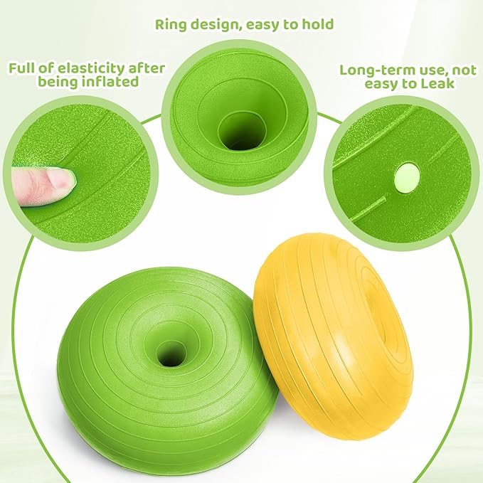Lewtemi 4 Pcs Flexible Seating for Classroom Elementary 20 Inch Yoga Ball Chair Inflatable Donut Ball Chair with Inflator for Kids Student Sensory Balance Office Exercise