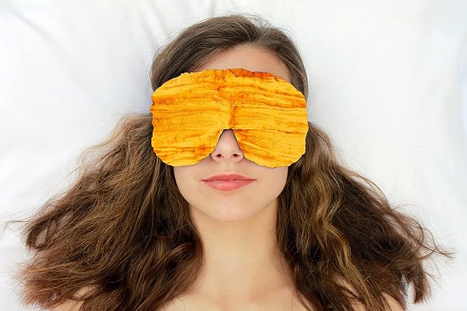 Handmade Weighted Sleep Eye Mask Yoga Pillow - Flax Seed Fill - Lavender Scented - Yellow - TEMFL-YW