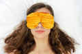 Handmade Weighted Sleep Eye Mask Yoga Pillow - Flax Seed Fill - Lavender Scented - Yellow - TEMFL-YW