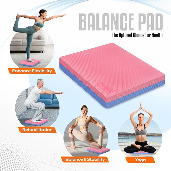 Yes4All Balance Pad, Nonslip TPE Foam Balance Pad with Upgraded Sizes - L, XL, XXL Balance Mat for Fitness, Yoga & Stability Training - Multicolor Options