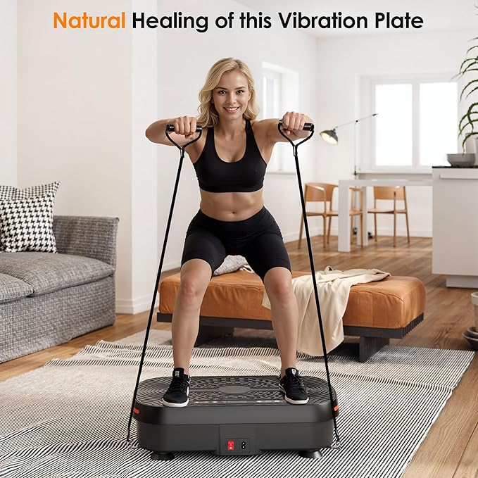 Vibration Plate Exercise Machine with Resistance Bands & Remote Control – 99 Speed Levels, 450lbs Capacity Vibration Platform for Weight Loss, Lymphatic Drainage & Full Body Home Gym Workout