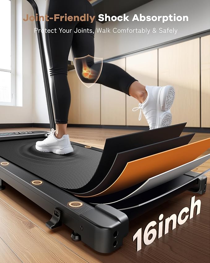 WELLFIT Auto Incline Folding Treadmill - 10% Incline Desk Walking Pad Treadmill with Handlebar, 400 lbs Heavy-Duty Capacity, Space-Saving Quiet Under-Desk Design for Home Office, Seniors & Fitness