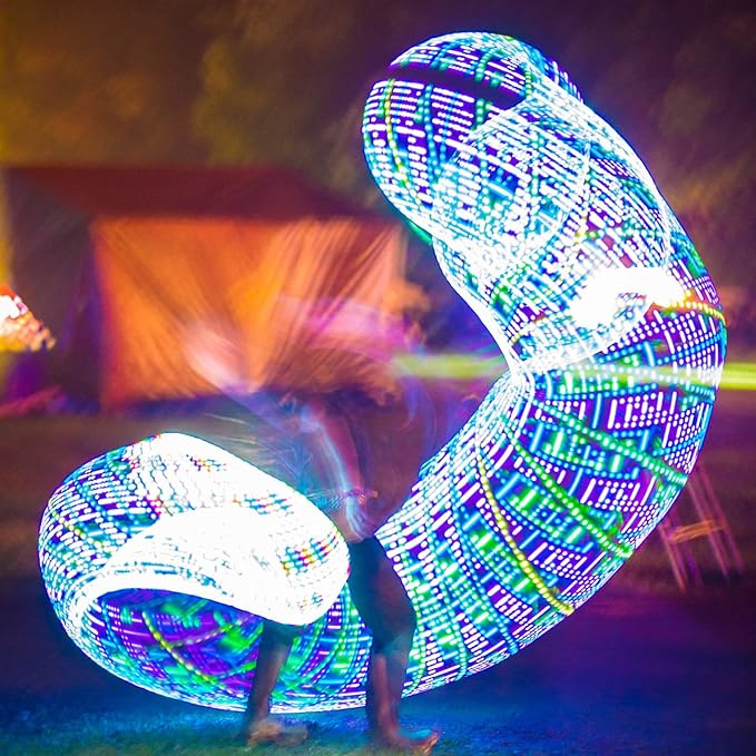 Jerify LED Hoop Light up LED Glowing Lights Fitness Exercise Hoops 10 Color Changing Exercise Glowing Hoop for Halloween Party Favors Dance Dark Fitness