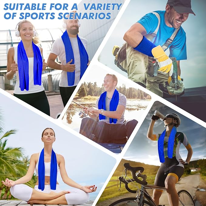 10 Pack Cooling Towels (47"x12") for Neck and Face, Ice Towel for Hot Weather, Soft Breathable Chilly Gym Towels, Microfiber Towel for Work Out, Yoga, Running, Camping & More Activities