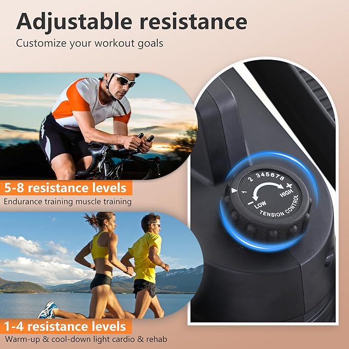 Under Desk Elliptical Machine, Ellipse Leg Exerciser with 8 Adjustable Speeds Quiet & Portable, Seating & Standing Use Pedal Exerciser, Ellipse Leg Trainer While Sitting for Seniors for Home, Office