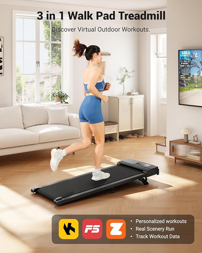 THERUN 10% Walking Pad with Auto Incline, Walking Pad for Home and Office, 2.5 HP Brushless Core Portable Under Desk App Walking Pad with Remote Control and LED Display