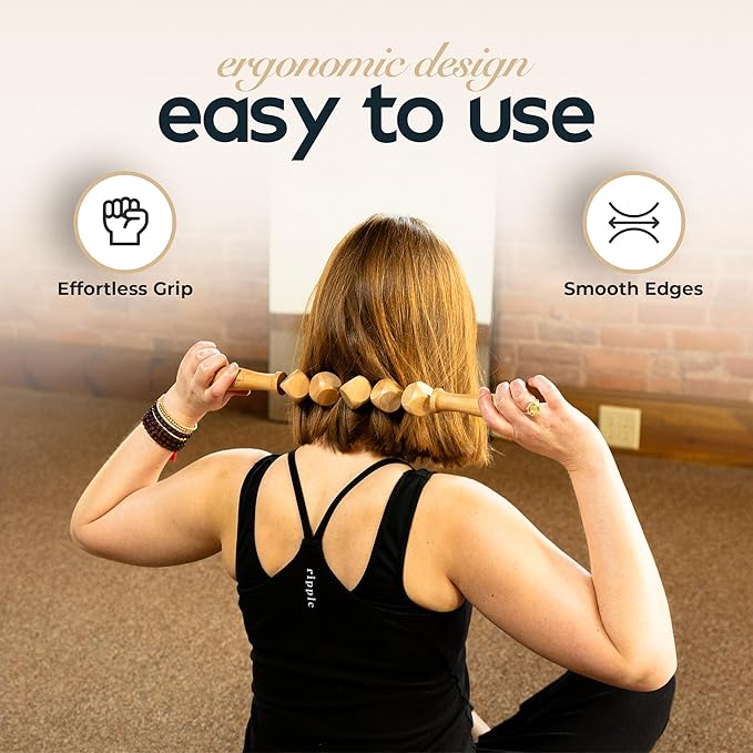 Château Avant 5Pcs Lymphatic Drainage Massager Cellulite Massage Tool – Luxury Wood Therapy Massage Tools Cupping Therapy Set Includes Cupper, Rollers, Contouring Board, Scraper – Tool Kit for Home
