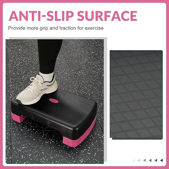 Fitvids 18" Aerobic Step Platform, Workout Stepper with Adjustable 2 Stackable Risers 3" 5.5" for Home Gym Small Space, Exercise Step, Multiple Option