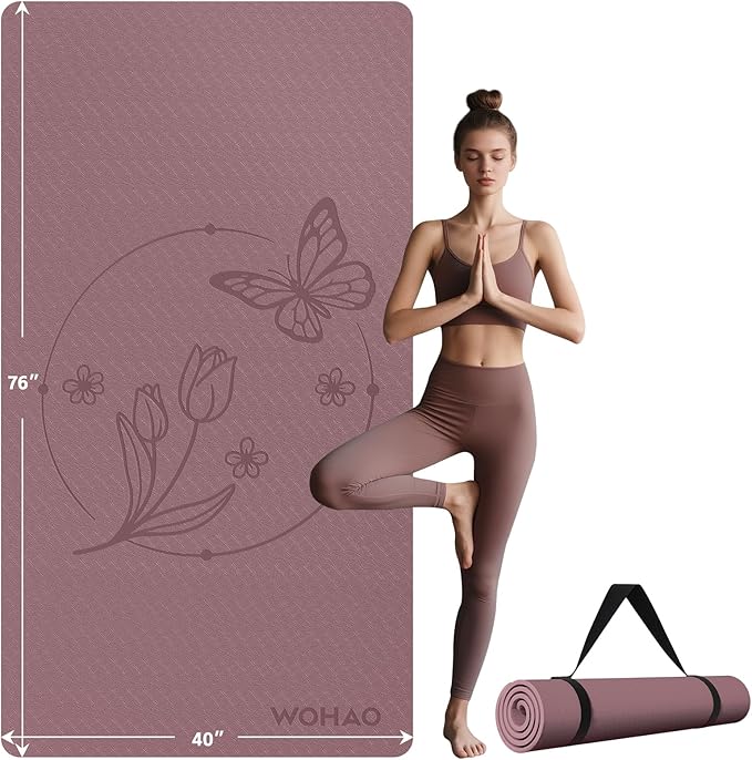 Large 76"x40"x0.4" Yoga Mat - Extra Width & Thick Non-Slip Exercise Mat, Versatile for Stretching, Yoga Studio, Gym, Home & Indoor/Outdoor Workouts
