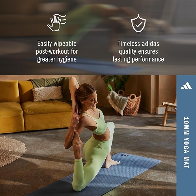 adidas Yoga Mat - Eco Friendly - Non Slip, Durable Textured Surface