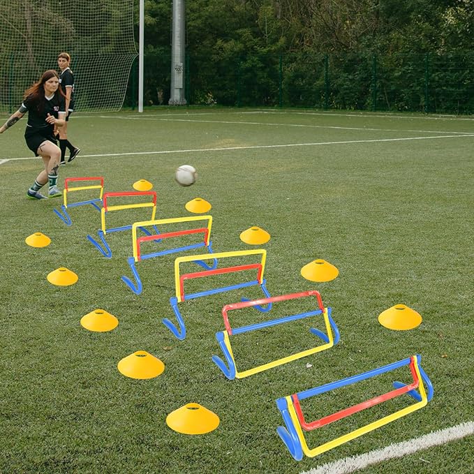 6 Pack Multicolor Agility Hurdles 4 Height Adjustable Speed Training Hurdles Fitness & Speed Training Equipment