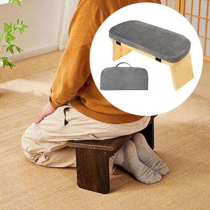 Meditation Bench with Cushion Ergonomic Non Slip Modern Support Kneeling Stool Soft for Indoor Outdoor Leisure Tea Ceremony