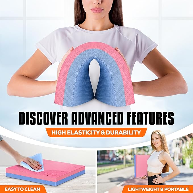 Yes4All Balance Pad, Nonslip TPE Foam Balance Pad with Upgraded Sizes - L, XL, XXL Balance Mat for Fitness, Yoga & Stability Training - Multicolor Options