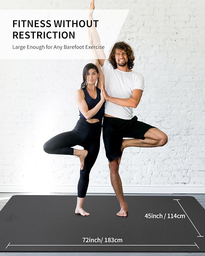 CAMBIVO Large Yoga Mat (6'x 4'), Extra Wide Workout Mat for Men and Women, 0.24''/0.32''/0.4''/0.48'' Thick Exercise Fitness TPE Mat for Home Gym, Yoga, Pilates, Workout (Barefoot Exercise)