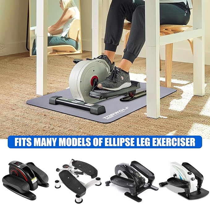 TOBWOLF Non-Slip Workout Mat for Ellipse Leg Exerciser, Ellipse Machine Mat, Exercise Mat for Under Desk Ellipticals, Suitable for Electric Seated Foot Pedal Exerciser, Stability & Floor Protection