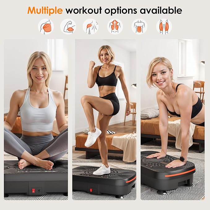 Vibration Plate Exercise Machine with Resistance Bands & Remote Control – 99 Speed Levels, 450lbs Capacity Vibration Platform for Weight Loss, Lymphatic Drainage & Full Body Home Gym Workout