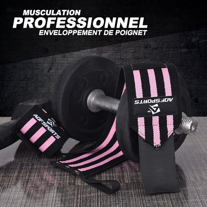 AQF Wrist Wraps for Weightlifting - USPA & IPL Approved 18" Gym Wrist Support with Thumb Loop - Heavy Duty Lifting Wrist Straps for Fitness, Workout, Powerlifting, & Bodybuilding (Pair)