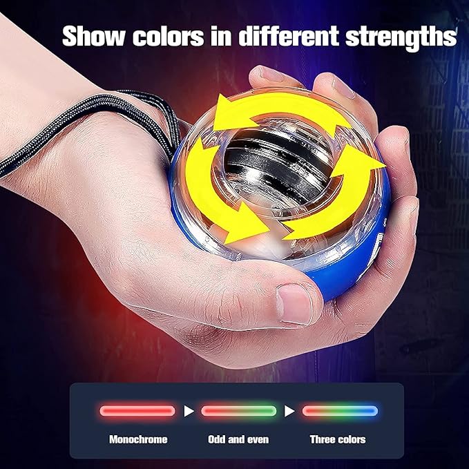 Auto-Start Wrist Power Gyro Ball with LED Lights, Wrist Strengthener and Forearm Exerciser for Stronger Arm Fingers and Muscle