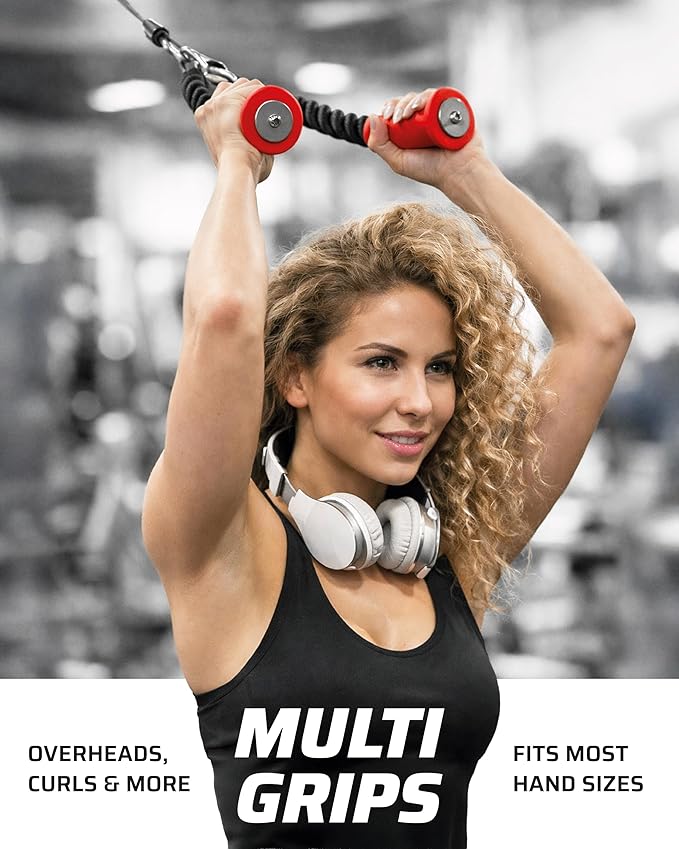 Ergonomic Tricep Rope | 30” Non-Slip Cable Attachment | Wrist Pressure Relief | Grip Strength & Forearm Activation | Home & Commercial Gym Accessory | for Cable Machine & Smart Gym
