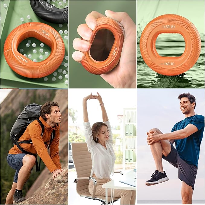Grip Strength Trainer, Silicone Hand Grip Strengthener Ring for Finger Workout, Rock Climbing, Forearm & Grip Training, Stress Relief Exerciser for Men & Women, Durable Double-Force Design