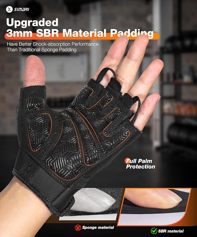 SIMARI Breathable Workout Gloves for Men & Women, Weight Lifting Gloves with Padded, Grip, Full Palm Protection, Gift for Gym Exercise, Cycling, Weightlifting Training, Fitness, Black, Pink, Size