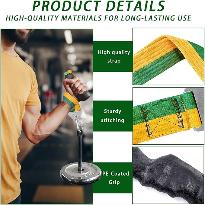 Ergonomic Pulley Handle for Arm Strength Training – TPE-Coated Non-Slip Grip Attachment for Cable Machines – Comfortable Wrist & Bicep Isolation Handle
