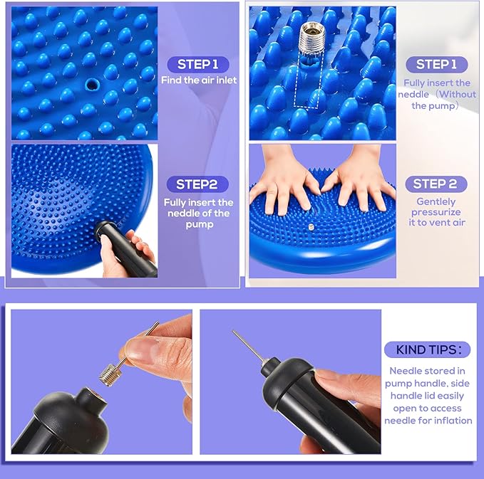 Meooeck 8pcs Hedgehog Balance Pods with Hand Pump Including 1 Balanced Pad, 3 Balance Pods, 4 Spiky Massage Balls for Body Balancing, Sensory Play for Adult Dog Exercise Stability