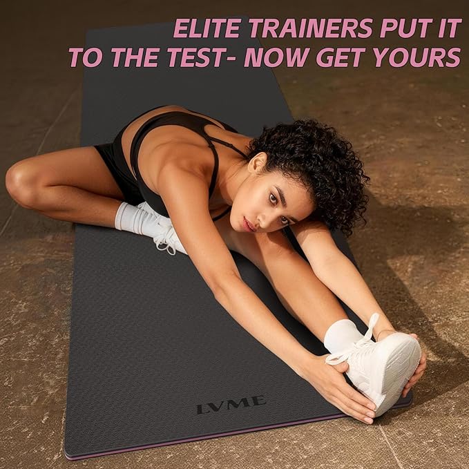 Yoga Mat Non Slip, Anti-Tear 1/4 Thick TPE Yoga Mats for Women and Men, 72"x24" Exercise & Fitness Mat with Carrying Strap, Workout Mats for Yoga, Pilates and Floor Exercise