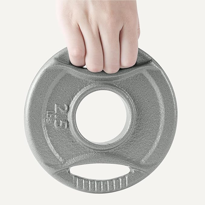 Amazon Basics 2-Inch Olympic Cast Iron Grip Weight Plates