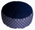 Meditation Cushion Zafu Pillow - Buckwheat and Kapok Fill - Indochine Blue Diamond
