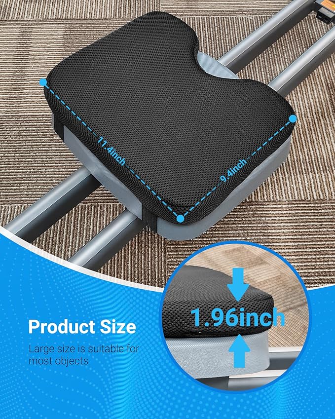 Rowing Machine Seat Cushion, MERACH Rower Seat Cushion, 2 Strap Fixation, Custom Memory Foam, Washable Cover, Ideal for Concept2 and Other Rowing Machines - Rower Accessories and Seat Pad