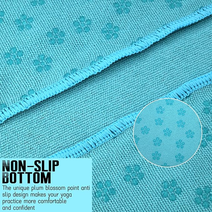 3 Pack Hot Yoga Towels with Plum Blossom Dots, Non-Slip Yoga Mat Towel, Super-Absorbent Soft Suede Microfiber Towel for Hot Yoga, Pilates, Bikram and Exercise Workout(24" x72",1Lavender,1 Grey&1 Blue)