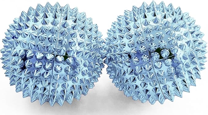 2X Spiky DBT Skill Balls | 2inch | Magnetic Stress Relief Balls | Spiky Massage Balls for Relaxation, Tension Release, Focus & Mobility (Light Blue)