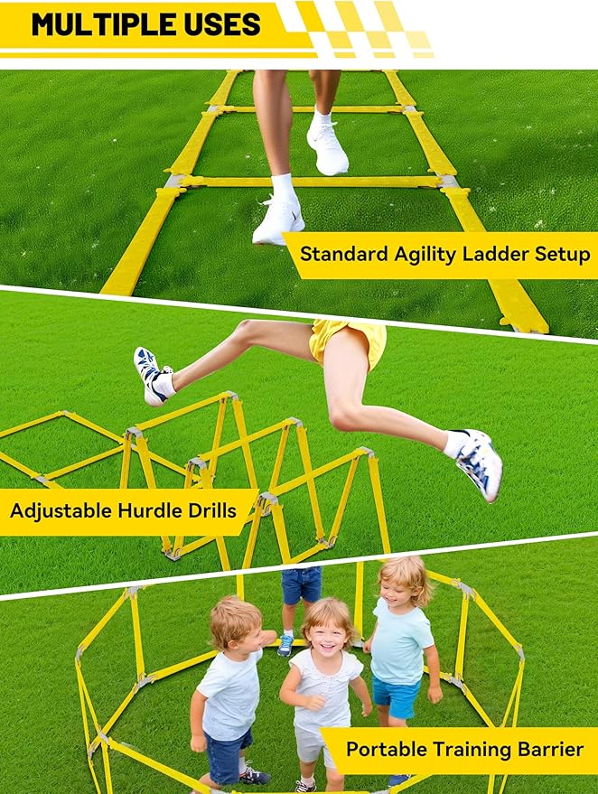 Tangle-Free Agility Ladder for Kids/Athletic – Multi-Use Speed Training Ladder for Footwork Drills/Football/Soccer/Boxing - Agility Equipment for Workout/Exercise/Fitness – 10 Rung