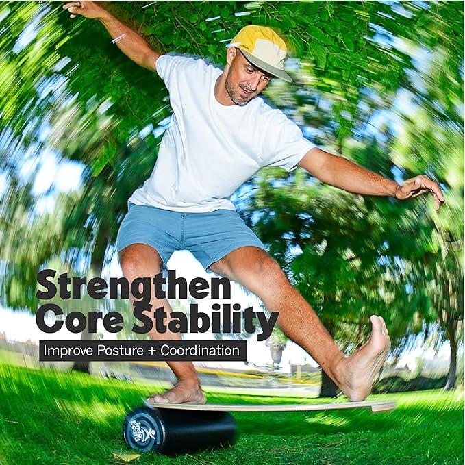 The Original Indo Board - Balance Board Trainer for Core Strength, Stability & Athletic Performance - Surfing, Skateboarding, Snowboarding, Yoga, Physical Therapy & More. Includes Board and Roller.
