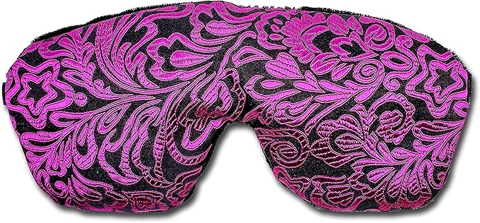 Handmade Weighted Sleep Eye Mask Yoga Pillow - Flax Seed Fill - Unscented - Magenta Doodle - TEMF-MD