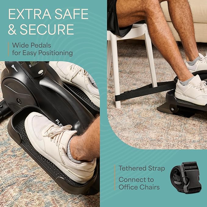 Lifepro Portable Under Desk Elliptical Exercise Machine - Motorized Pedal Exerciser for Home Workouts, Muscle Toning, Energy Boost - Mini Foot & Leg Exerciser with Fitness App