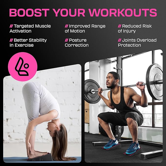 Squat Wedge Block Pair - Heel Elevated Squat Wedge for Deeper Squats, Heavy Lifting and Better Form - 17° Angle Exercise Wedges, Slant Board for Squats with Carry Backpack