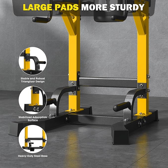 DlandHome Power Tower Pull Up Bar Station, Heavy Duty Adjustable Height for Home Gym Strength Training Equipment 330LBS Weight Capacity, Pull Up Dip Station